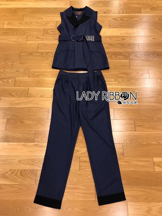 เซ็ตเสื้อสูทแขนกุดและกางเกงขายาวสไตล์สมาร์ทแคชชวล