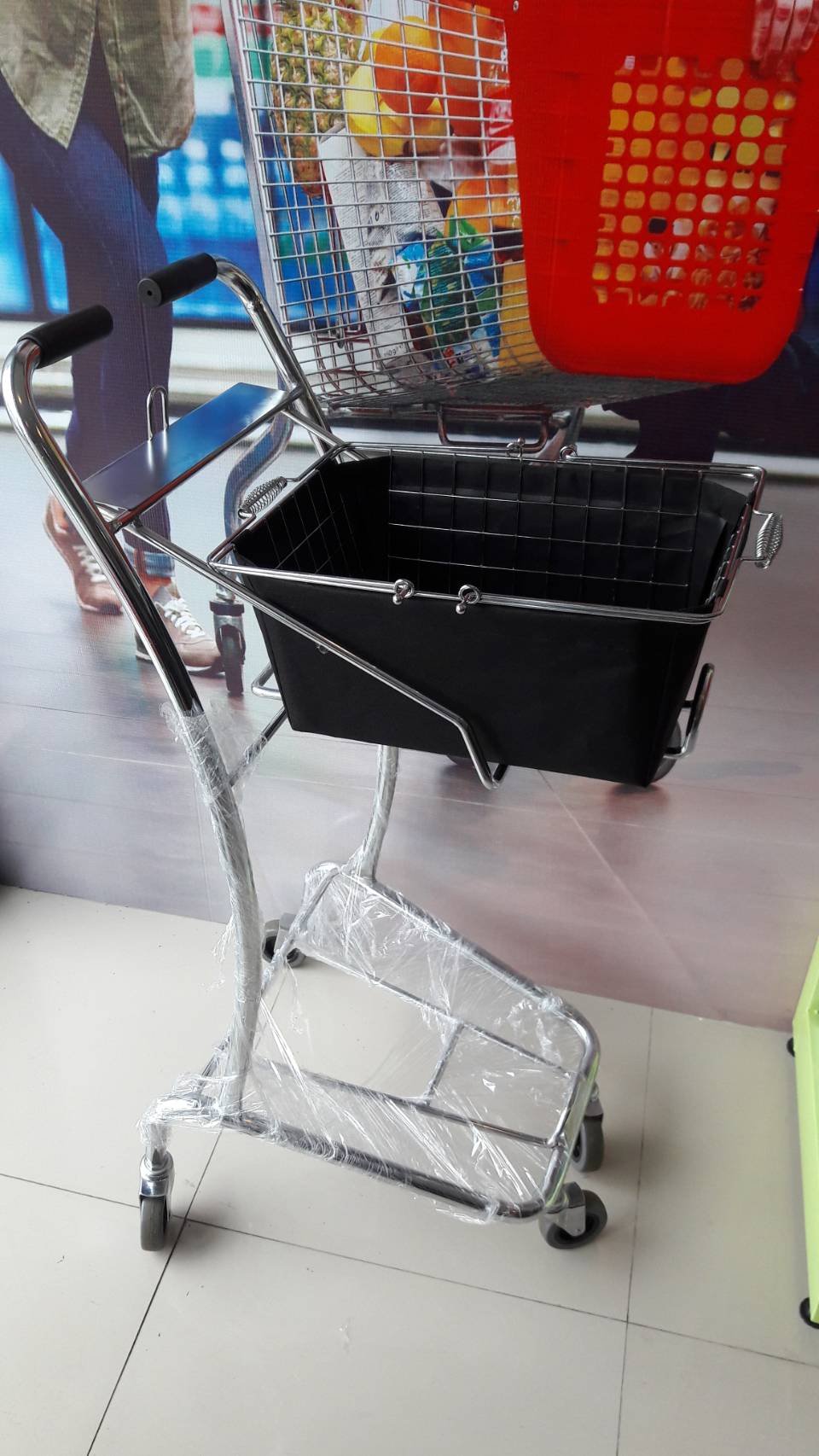 รถเข็นตะกร้า 2 ชั้น สีโครเมียม