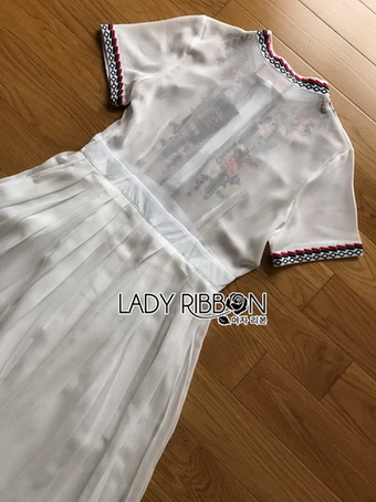 Pleated Chiffon Dress เดรสผ้าชีฟองสีขาว