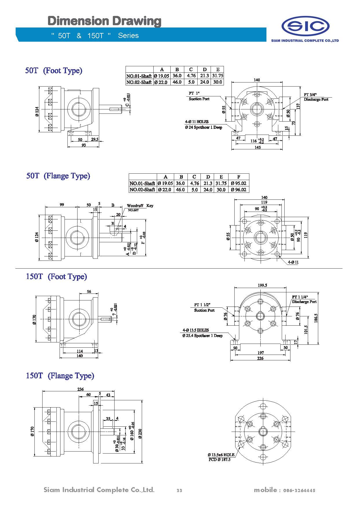 50T-17,23,26,36-F-70-22 : Fix Vane Pump Hydraulic JUNTAI