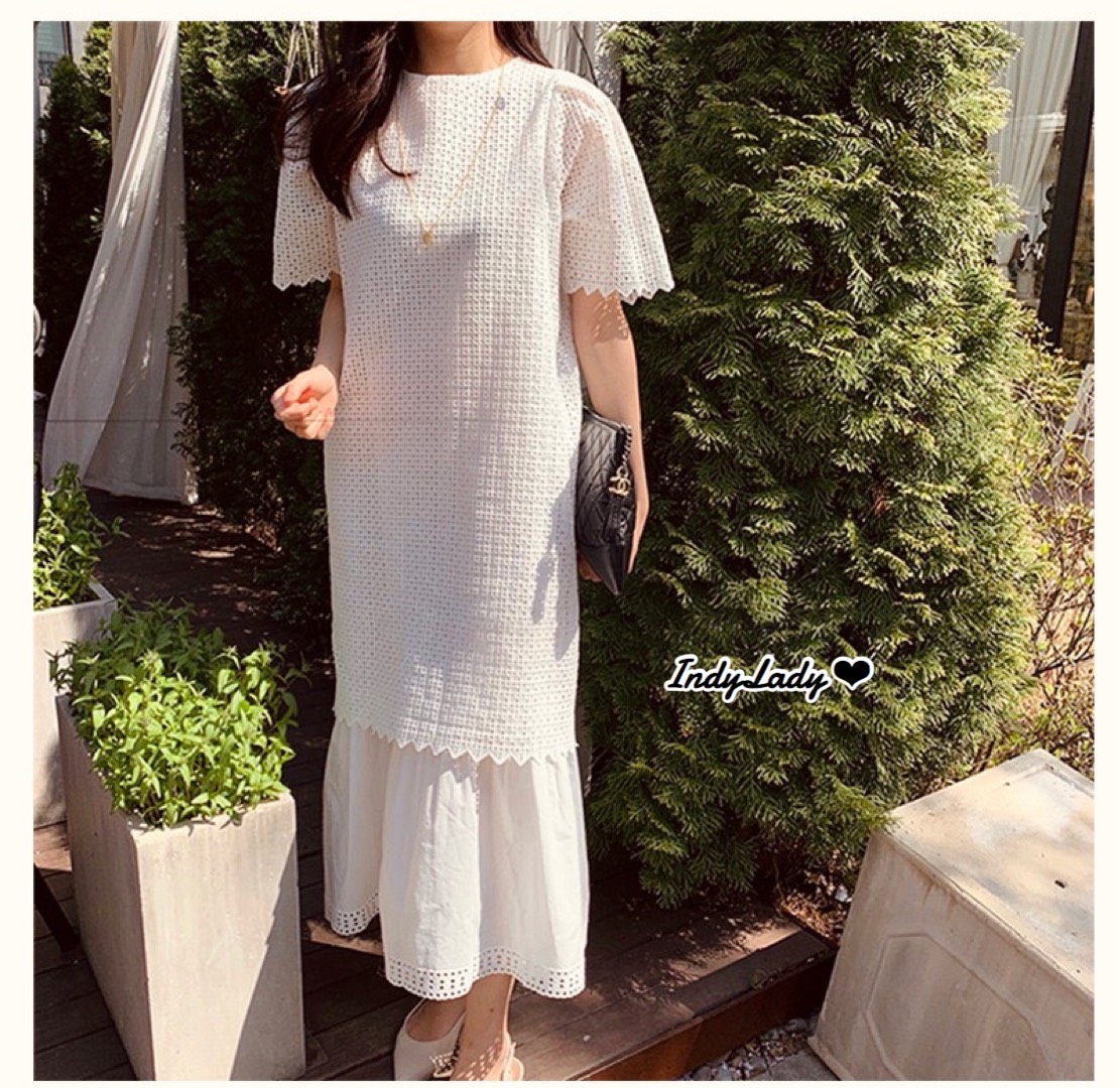 Dress งานลูกไม้ สีครีม