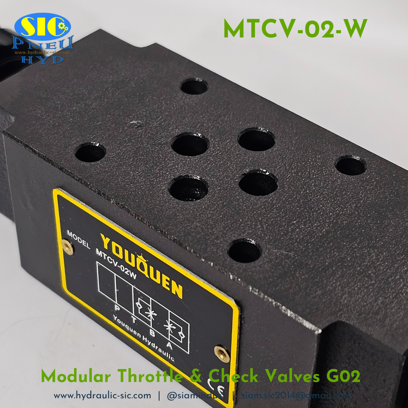 MTCV-02-W : Modular Throttle & Check YOUQUEN วาล์วหรี่แบบซ้อนคุม A B