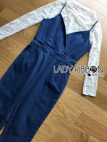 Minimal Lace and Denim Jumpsuit
