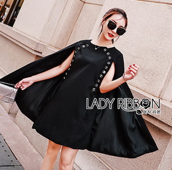 Viola Button Embellished Lady Ribbon Dress