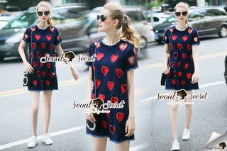 SS17010916 Seoul Secret Say's... Sweety Heart Perforate Dress Material : เดรสเก๋ๆ เปรี้ยวๆ