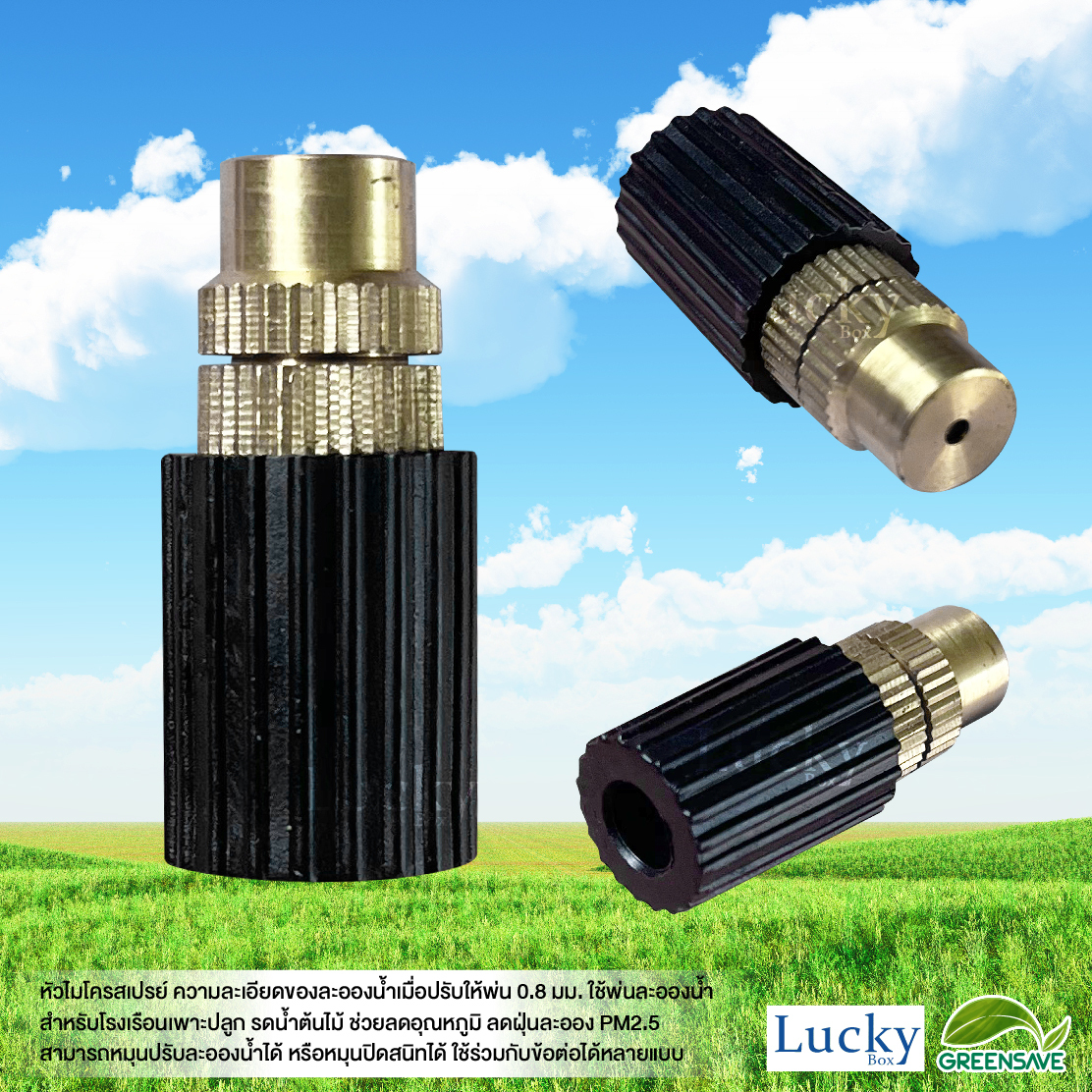 หัวไมโครสเปรย์ ทองเหลือง ความละเอียด 1 มม. (แพ็ค 20 ชิ้น)