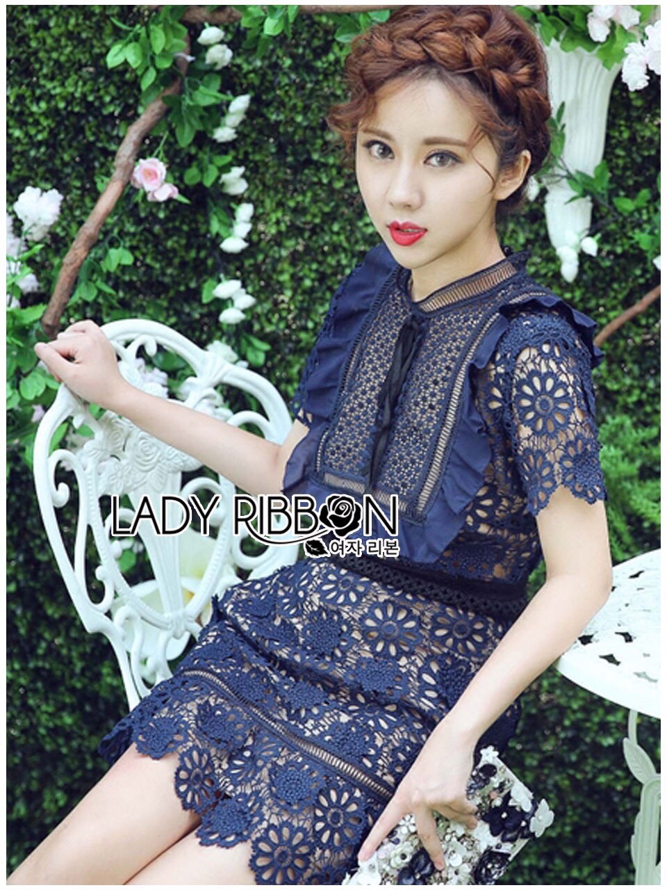 Lady Ribbon Online เสื้อผ้าออนไลน์ ขายส่ง LR12200616 🎀 Lady Ribbon's Made 🎀 Self-Portrait Louisa Guipure Lace Dress