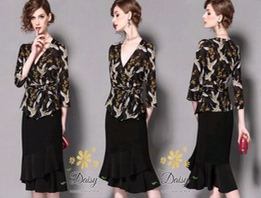 ชุดเซทเสื้อ+กระโปรงผ้าจอเจียร์ญี่ปุ่น