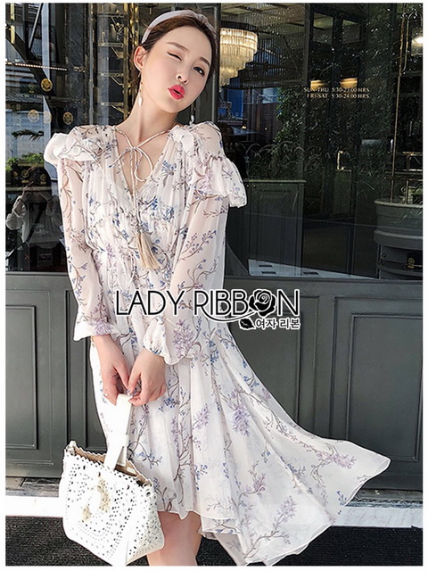 เดรสผ้าชีฟองแขนพอง