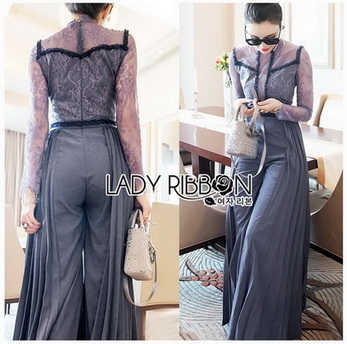 Cotton Jumpsuit จัมป์สูทผ้าลูกไม้และผ้าคอตตอนจับพลีท
