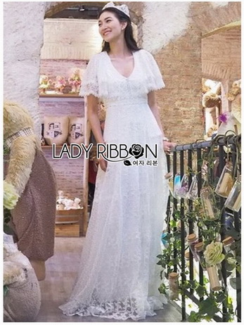 Lady Ashley Pure Royal Lace-Down White Lace Dress