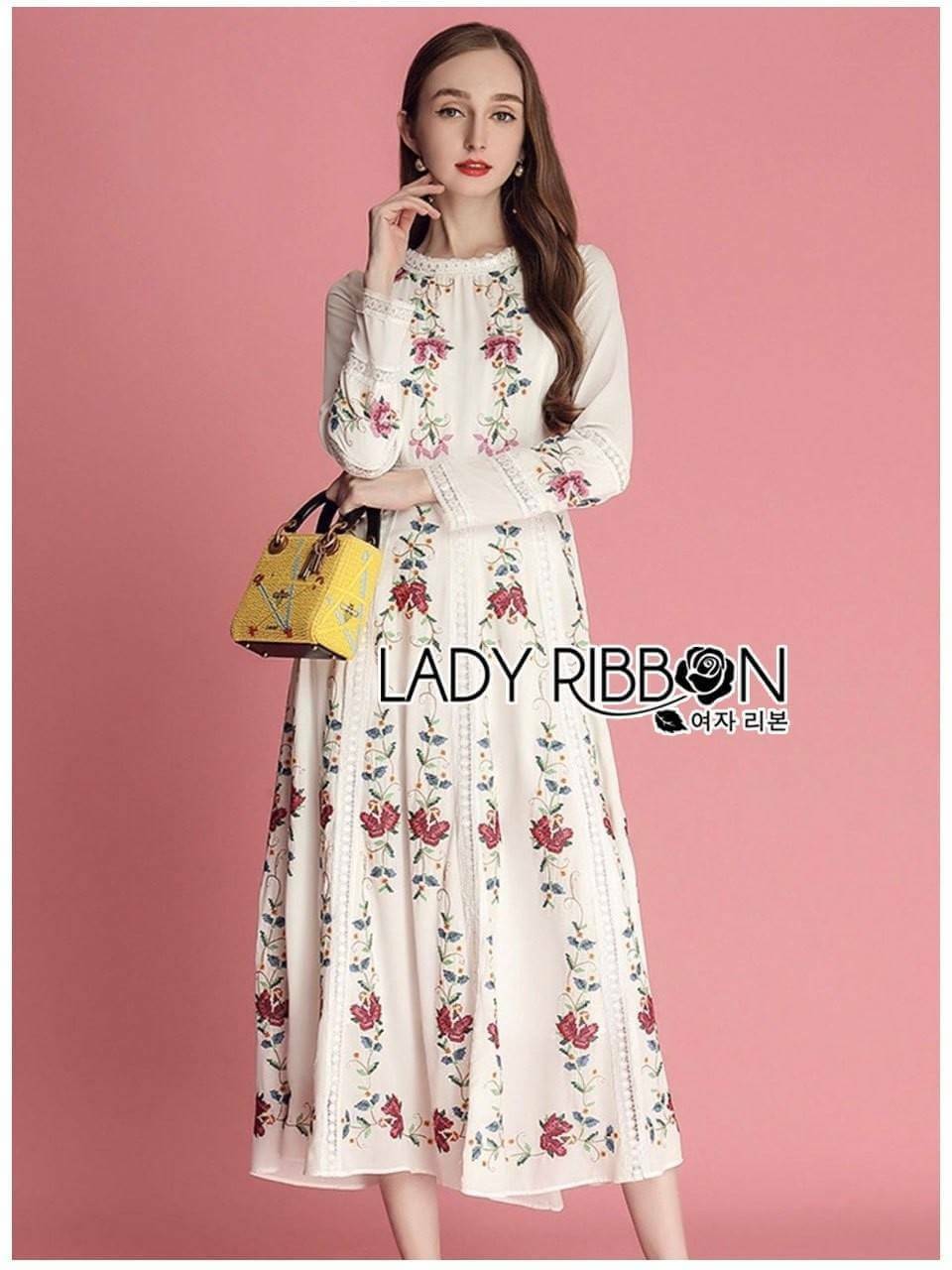 Maxi Dress แม็กซี่เดรสผ้าคอตตอนปักครอสชีส
