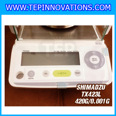 เครื่องชั่ง SHIMADZU รุ่น TX423L เครื่องชั่งญี่ปุ่น เครื่องชั่ง 420 กรัม เครื่องชั่งน้ำหนัก 420 กรัม เครื่องชั่งละเอียดสูง 420 กรัม เครื่องชั่งน้ำหนัก 420 g เครื่องชั่งทศนิยม 3 ตำแหน่ง ตาชั่ง 420 g เครื่องชั่งน้ำหนักดิจิตอลตั้งโต๊ะ 420 g ความละเอียด 0.001
