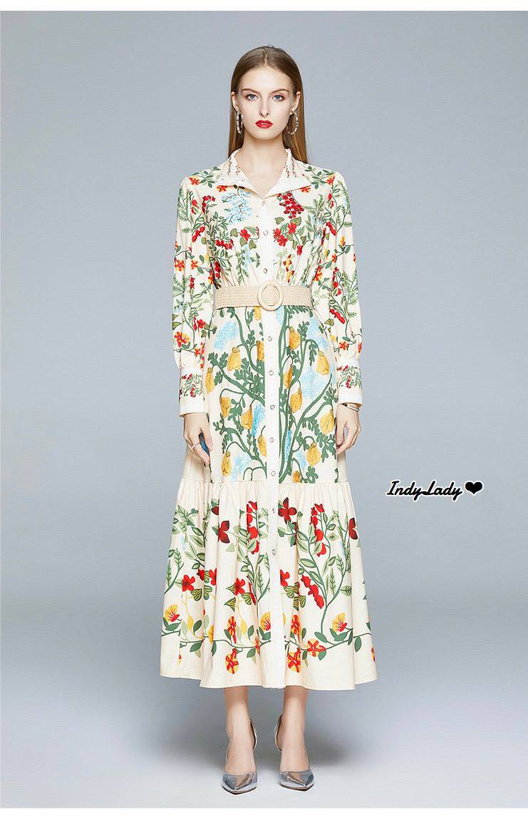Dress กระดุมหน้าแขนยาว
