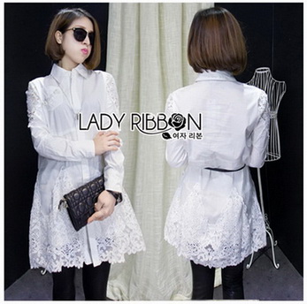 Shirt Dress Lady Ribbon เชิ้ตเดรสขาว