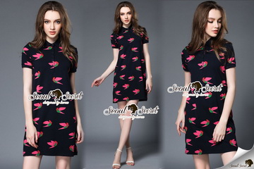 Lady Ribbon Online ขายส่งเสื้อผ้าออนไลน์ Seoul Secret SS09280716 Seoul Secret Say's .... Pinky Bird Polo Sporty Girl Dress