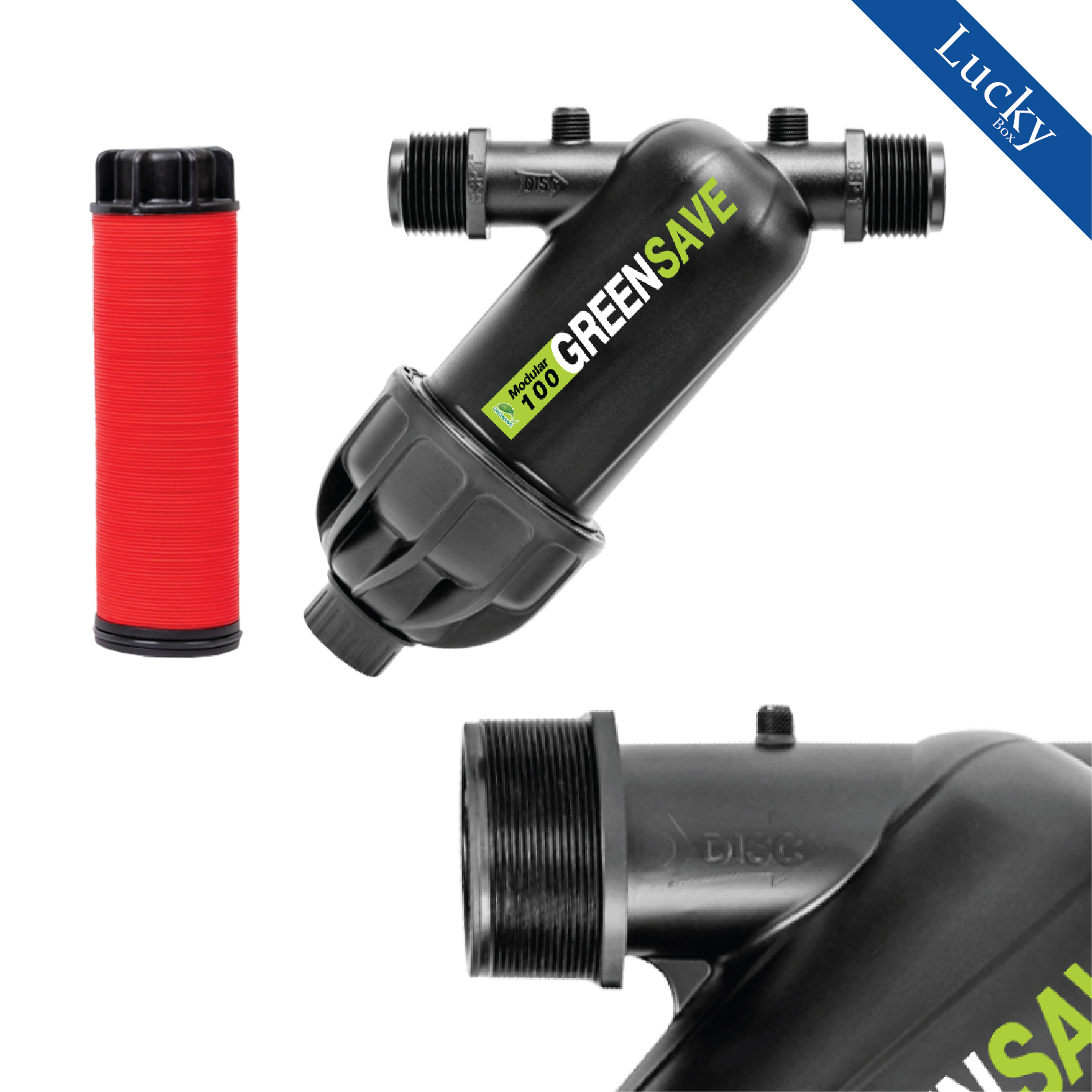 กรองน้ำเกษตรชนิดดิสก์ ขนาด 1 นิ้ว(ยาว) ทนแรงดันได้ 8 บาร์ รุ่น DISC-Y-1IN-GREENSAVE-F32YD-N (ผอม)