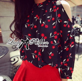 Lady Elena Mini Cherries Cut-Out Chiffon
