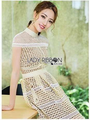 Lady Linda Elegant Sweet Pastel Lace Dress