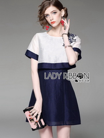 White Silk Cotton Dress Lady Ribbon เดรสผ้าซิลค์