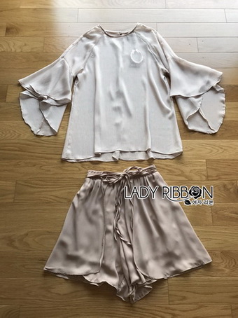 Lady Liz Beige Chiffon Blouse