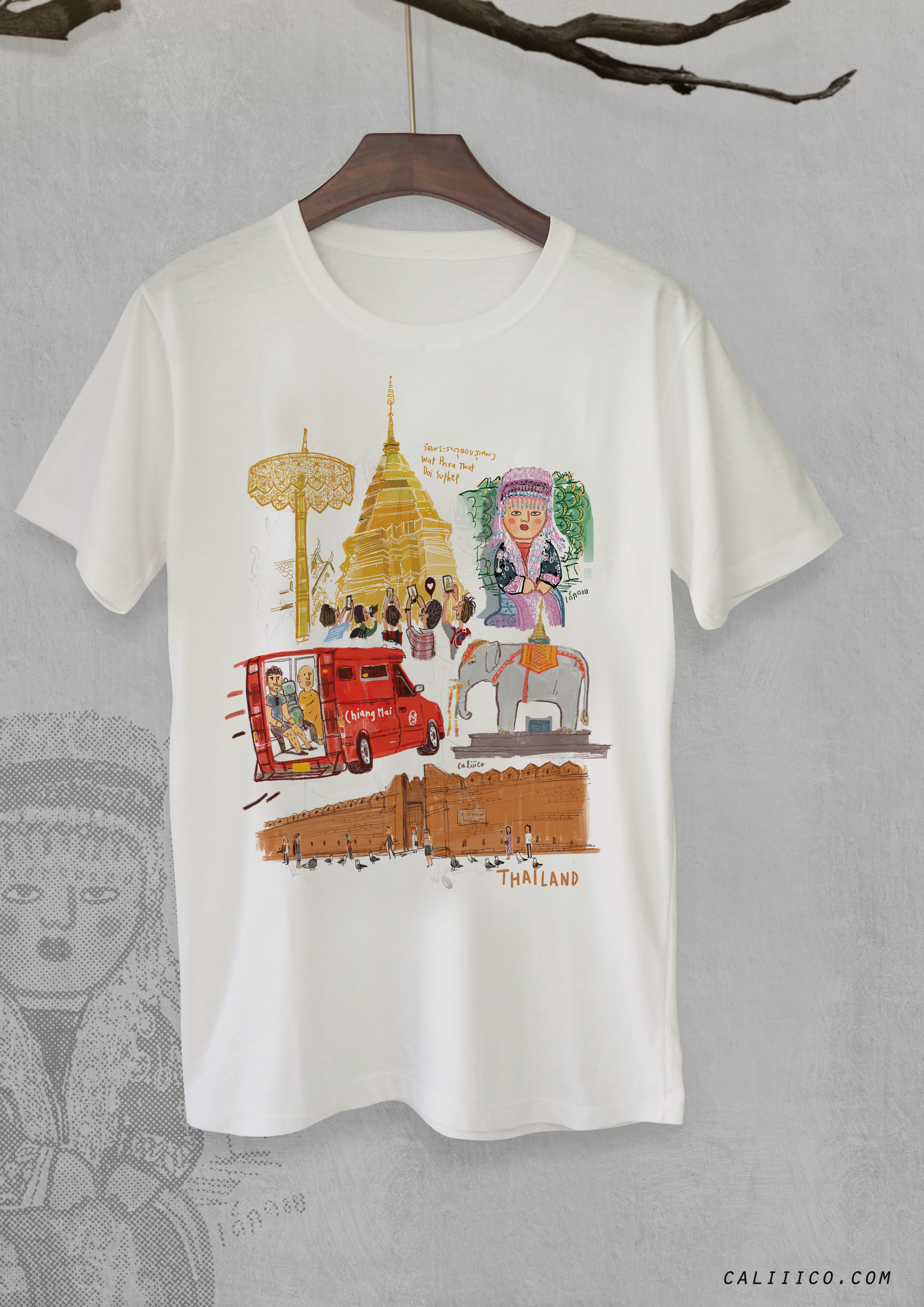 Caliiicoเสื้อยืดลายเชียงใหม่ Tshirt Chaing Mai & dek doi