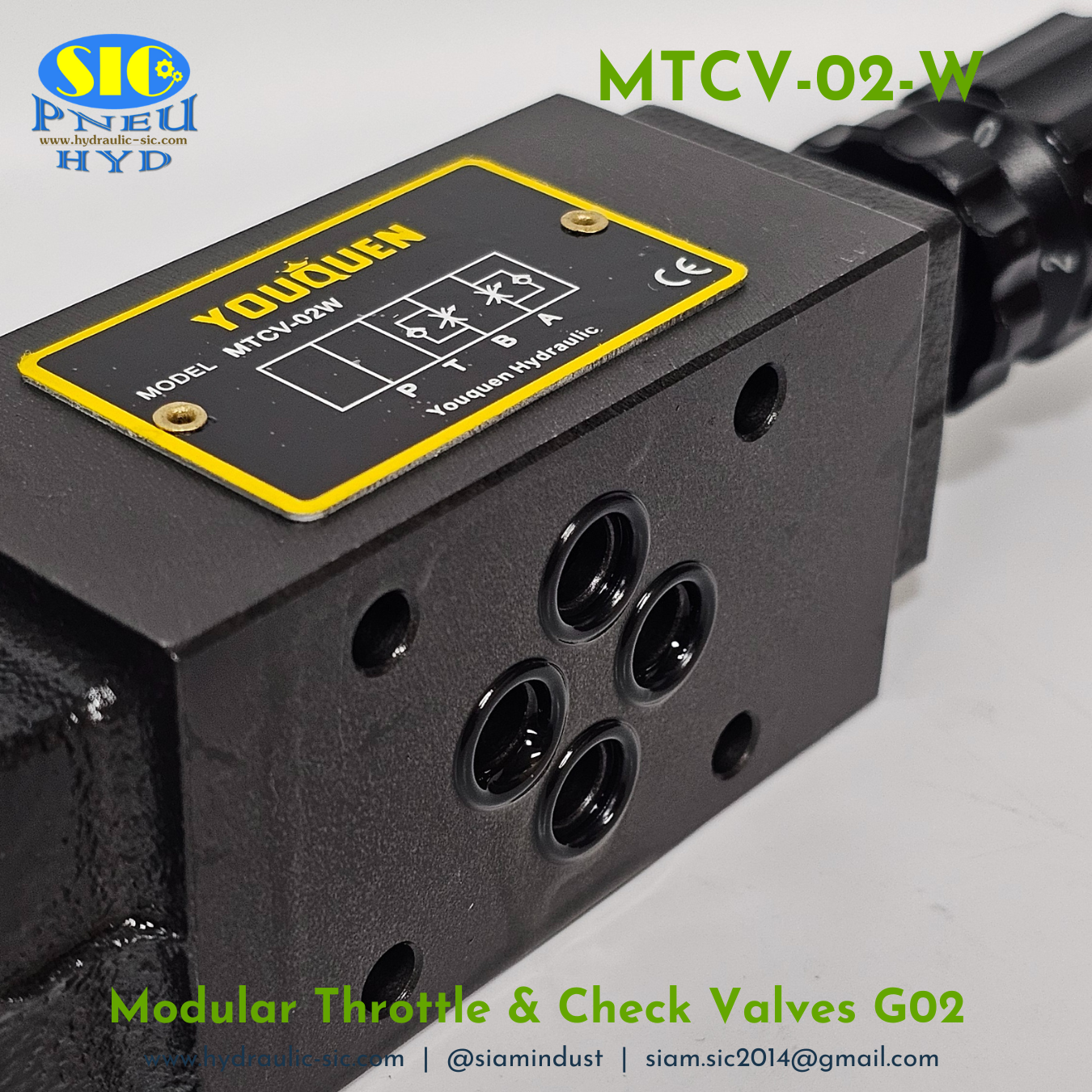 MTCV-02-W : Modular Throttle & Check YOUQUEN วาล์วหรี่แบบซ้อนคุม A B