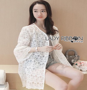 Lady Ribbon Sabrina White Lace Outerwear ขายเสื้อคลุม