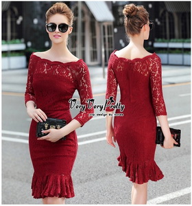 Red Lace Dress เดรสแฟชั่นผ้าลูกไม้ทั้งตัว