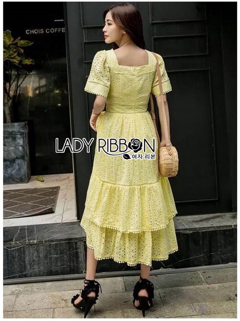 เดรสผ้าคอตตอนปักและฉลุลายสไตล์วินเทจ