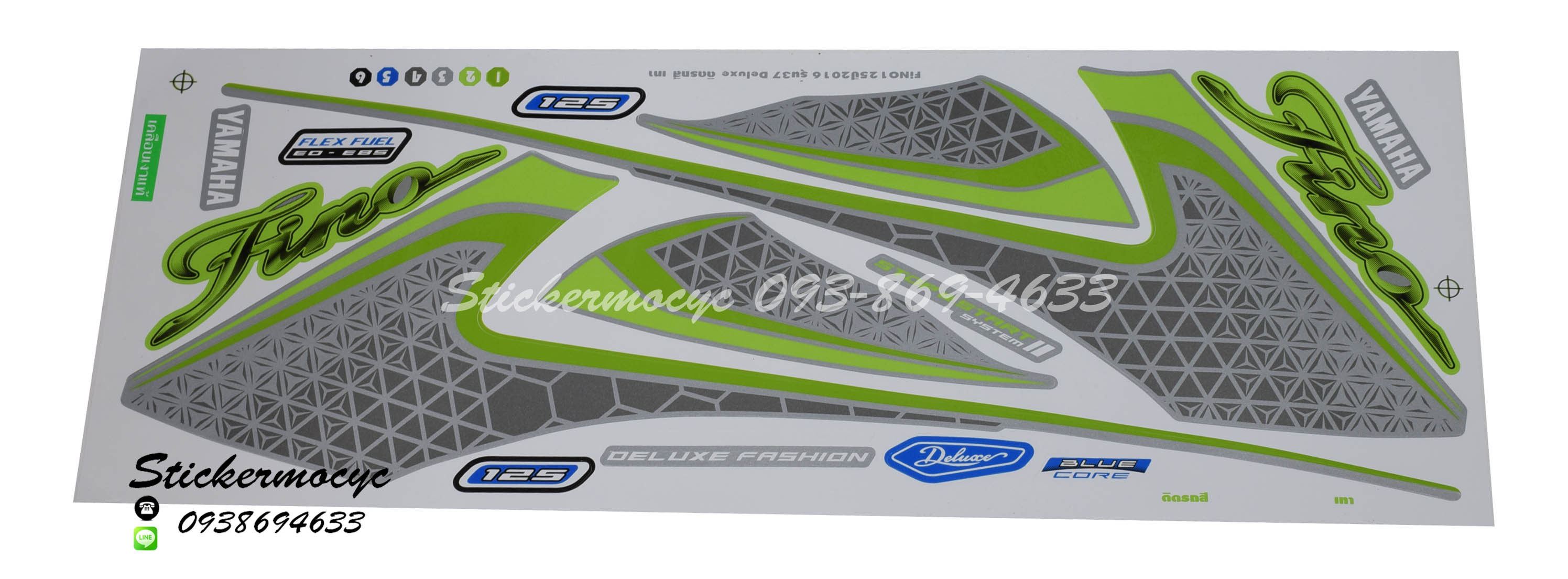 สติ๊กเกอร์ติดรถ มอเตอร์ไซค์ ยามาฮ่า ฟีโน่ Sticker Yamaha Fino 125 ปี 2016 รุ่น 36 ติดรถ สีเทา (เคลือบเงาแท้)
