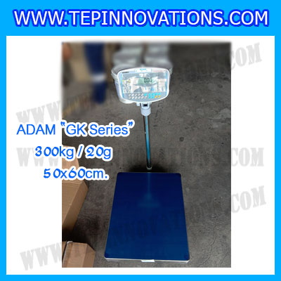 เครื่องชั่งน้ำหนักดิจิตอล ADAM รุ่น GK-300kg x 0.02kg เครื่องชั่งน้ำหนัก300กิโล เครื่องชั่งดิจิตอล300kg เครื่องชั่งน้ำหนัก300kg ตาชั่ง300kg ขนาดแท่น 50x60cm ยี่ห้อ ADAM รุ่น GK