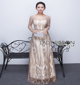 Golden Maxi Dress Lady Ribbon เดรสผ้าทูลเล