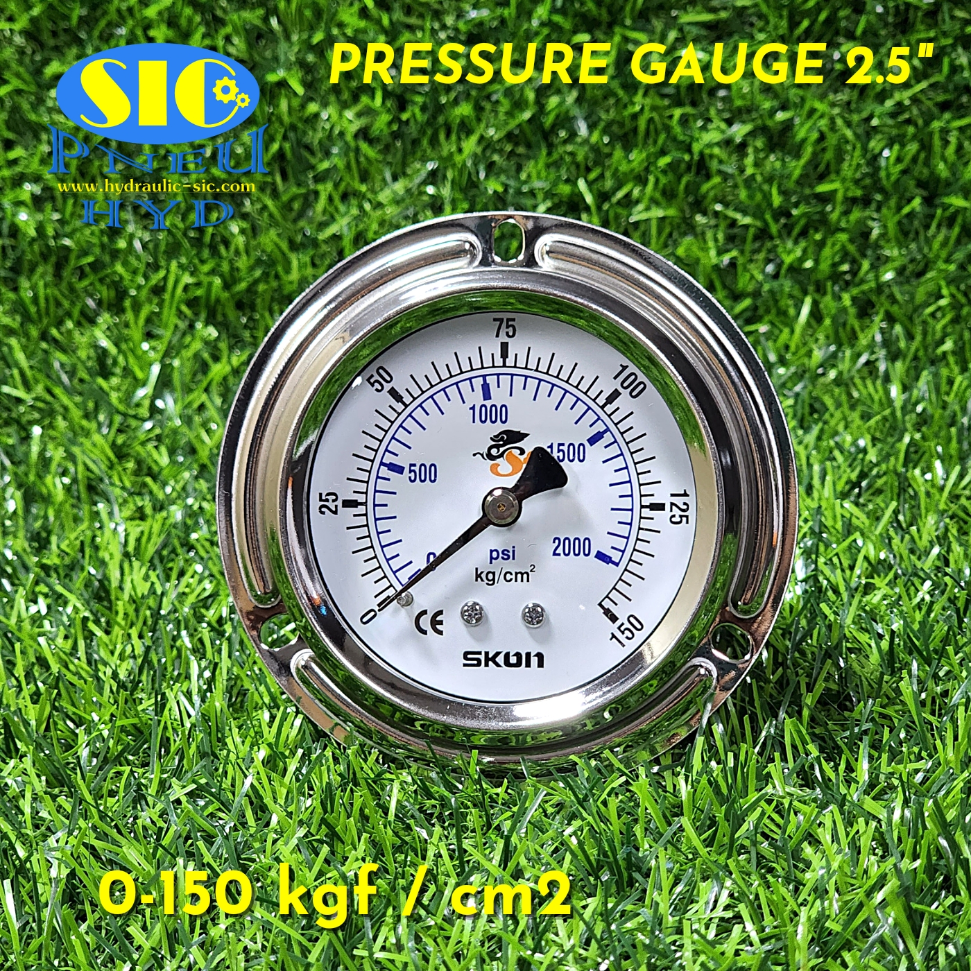 326-21-222** Pressure Gauge kgf-cm2/Psi เกจวัดแรงดัน หน้าปัด 2-1/2" เกลียวออกหลัง (SKON)