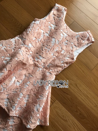 Peachy Lace Dress เดรสผ้าลูกไม้สีพีช
