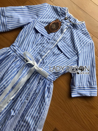 Lady Christine Striped Blue & White