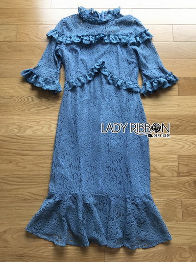 🎀 Lady Ribbon's Made 🎀 Lady Sarah Street Chic Denim Shirt Dress with Ribbon-Belt