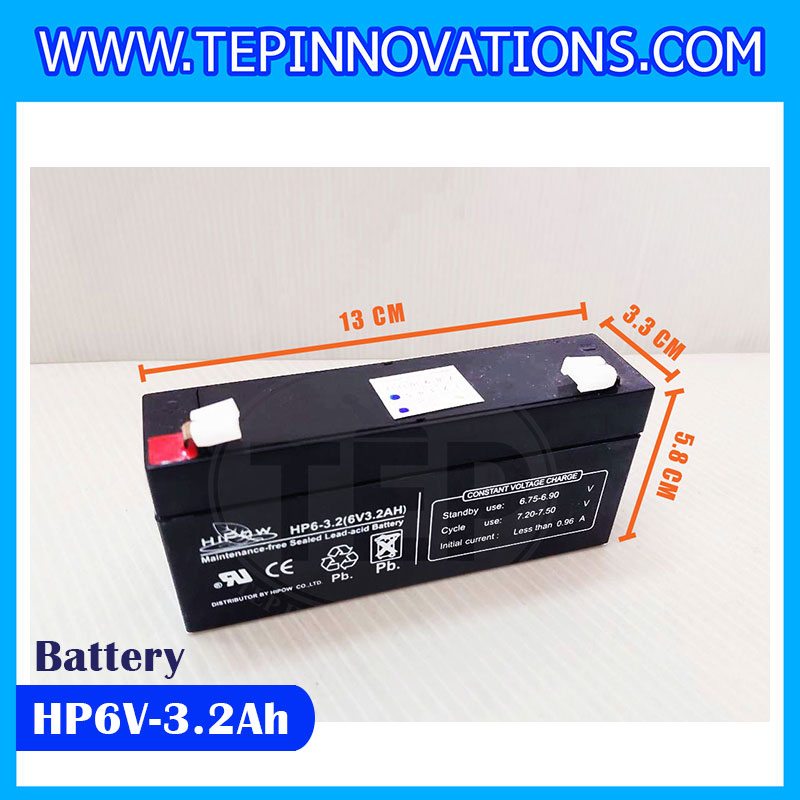 แบตเตอรี่อะไหล่เครื่องชั่ง, แบตหน้าจอเครื่องชั่ง, แบตเตอรีแบบแห้ง HIPOW Battery 6V 3.2Ah