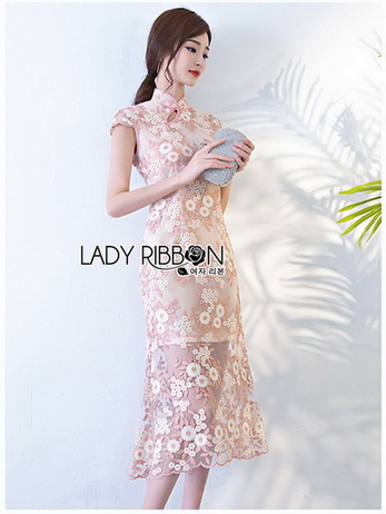 Lady Sophia Chinoise Baby Pink Lace Dress