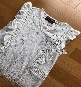 White Lady Ribbon Lace Top ขายเสื้อผ้าลูกไม้สีขาว
