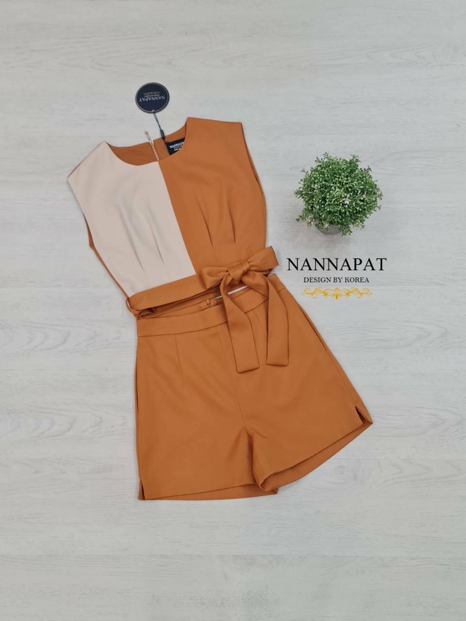 เสื้อทูโทน ซิปหลัง ผูกโบว์