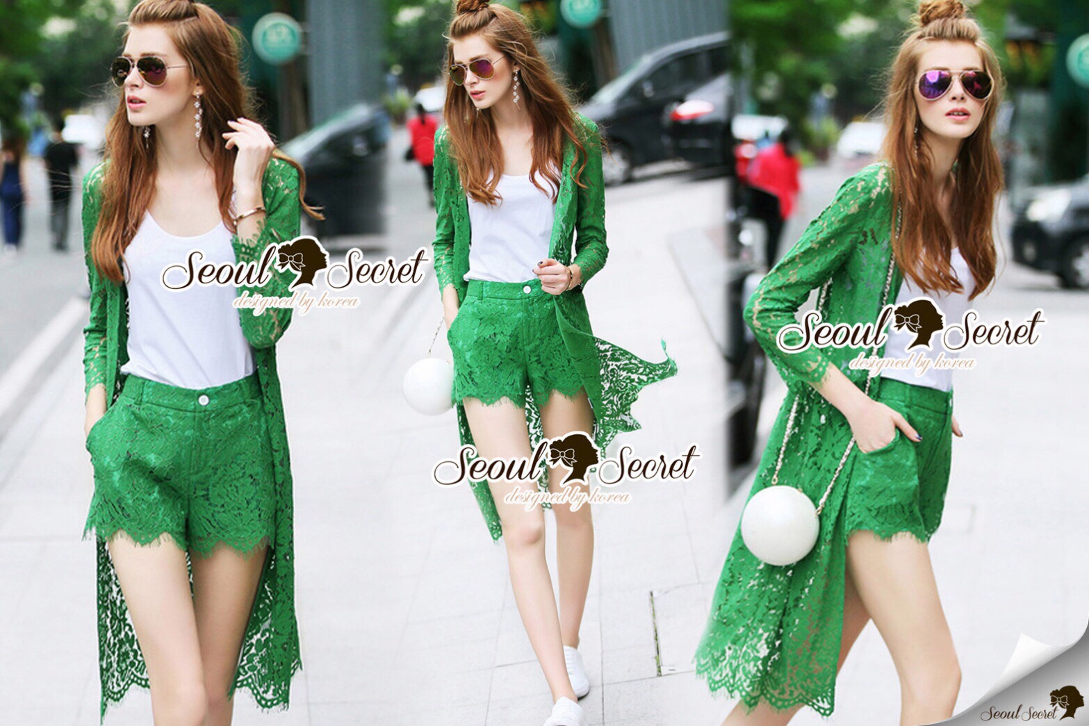 Lady Ribbon Online SS08300516 Seoul Secret Say's... Olive Greenly Nifty Outer Lace Set