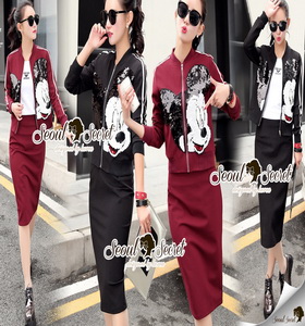 Seoul Secret Mickey Chic Jackskirt Set