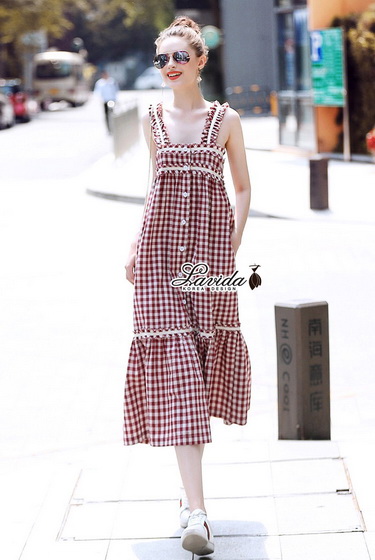 เดรสสายเดี่ยวเส้นใหญ่ งานผ้า cotton