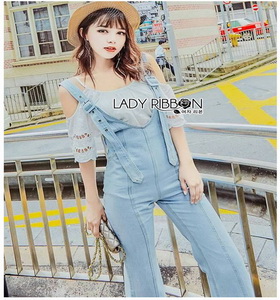 Lady Ribbon Jumpsuit Camisole ขายเซ็ตเสื้อสายเดี่ยว