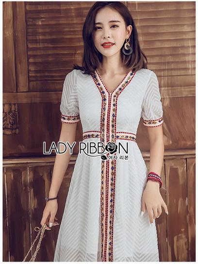 White Dress Lady Ribbon เดรสสีขาวสไตล์อินเดีย