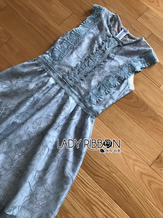 เดรสสั้นผ้าลูกไม้สีฟ้าสดใสสไตล์ซัมเมอร์