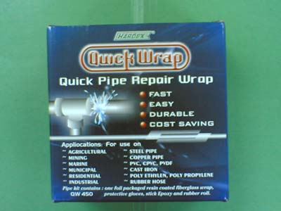 HARDEX QUICK PIPE REPAIR WRAP ชุดซ่อมท่อฉุกเฉินสามารถใช้ซ่อมท่อได้แห้งภายใน7-10 นาทีป้องกันสารเคมีสารละลาย ป้องกันความร้อนทนแรงดันถึง 450 PSI ใช้ได้กับท่อหลายประเภทเช่นโลหะ PVC ไฟเบอร์กลาสและอื่นๆสนใจติดต่อเกด081-9218788 /085-6841256