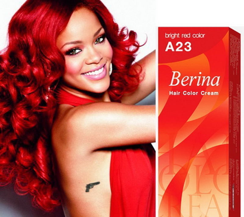 Berina permanent red bright color number A23 hair dye cream 60g 2oz new in box + treatment
