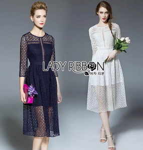 Lady Ribbon Embroidered Lace Dress